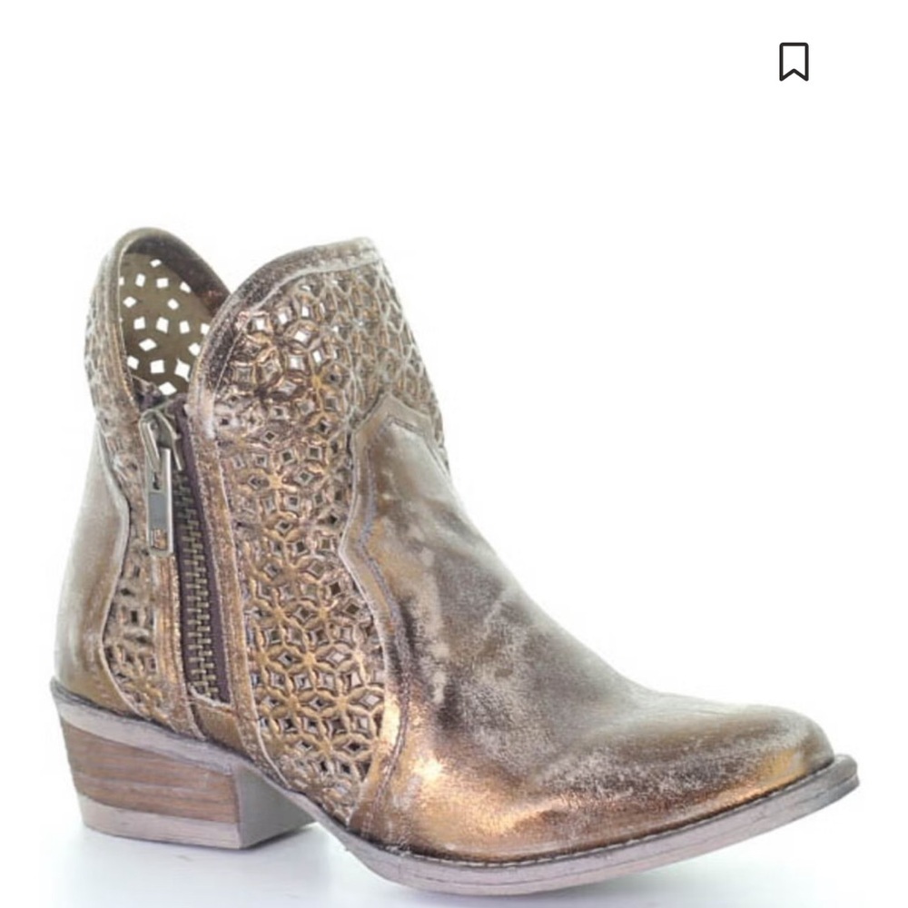 Circle G by Corral Leather Copper Cut Our Round Toe Ankle Bootie Boots sz 7.5